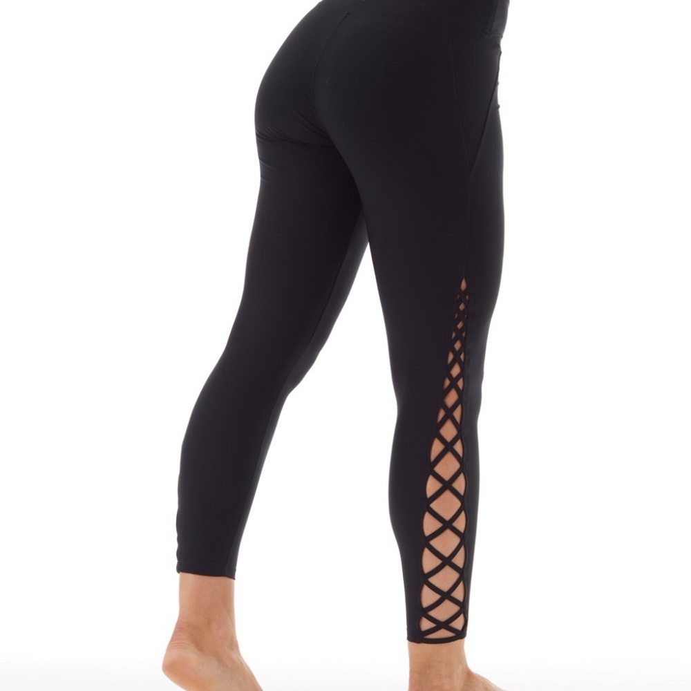 SOLD •Strappy 7/8 Length Black Leggings• - Picture 7 of 8